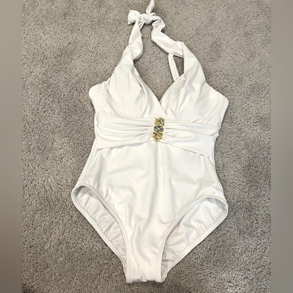 MIRACLESUIT Swimsuit Womens 10 One Piece Bathing Suit White